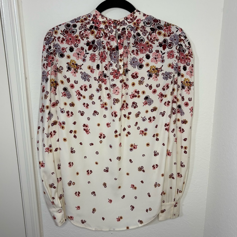Veronica Beard Fey mock-neck floral silk blouse top size 2 - Picture 7 of 16